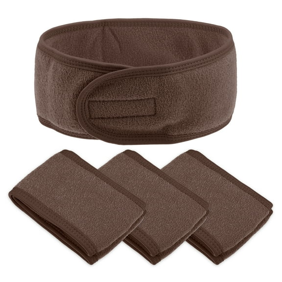 Unique Bargains 4 Pcs Spa Headband Soft Women Hair Bands for Face Washing Bath Facial Mask Yoga Brown