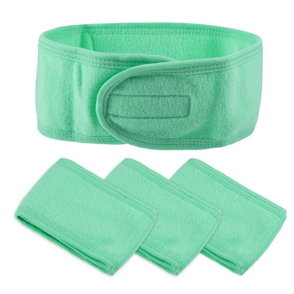 Unique Bargains 4 Pcs Spa Headband Soft Women Hair Bands for Face Washing Bath Facial Mask Yoga Green