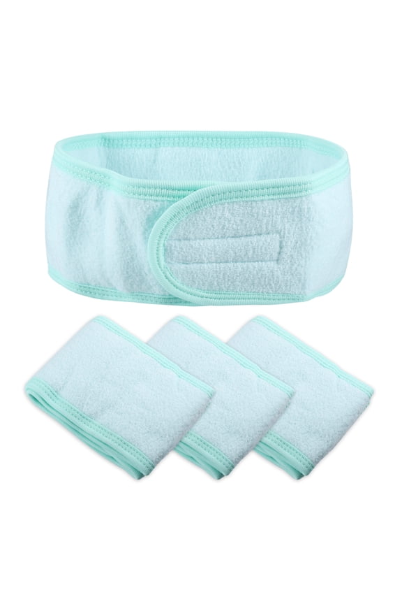 4 Pcs Spa Headband Soft Women Hair Bands for Face Washing Bath Facial Mask Yoga Light Blue