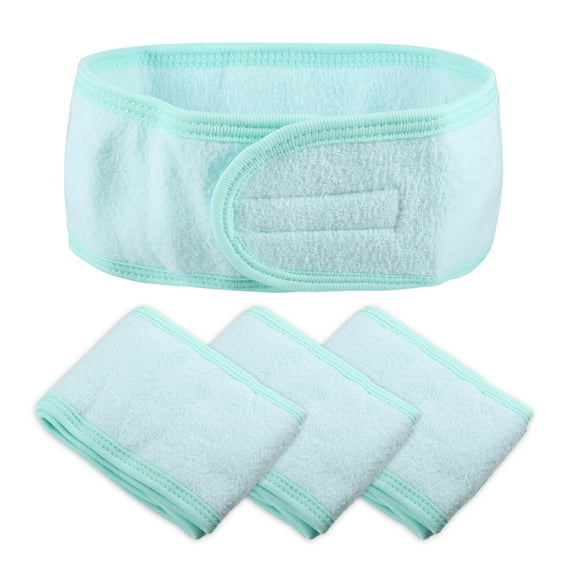 Unique Bargains 4 Pcs Spa Headband Soft Women Hair Bands for Face Washing Bath Facial Mask Yoga Light Blue