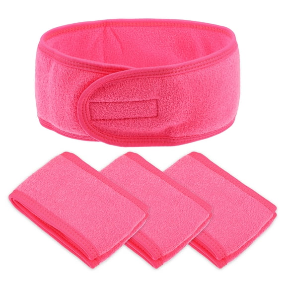 Unique Bargains 4 Pcs Spa Headband Soft Women Hair Bands for Face Washing Bath Facial Mask Yoga Rose Red