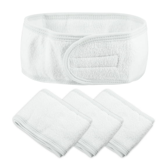 Unique Bargains 4 Pcs Spa Headband Soft Women Hair Bands for Face Washing Bath Facial Mask Yoga White