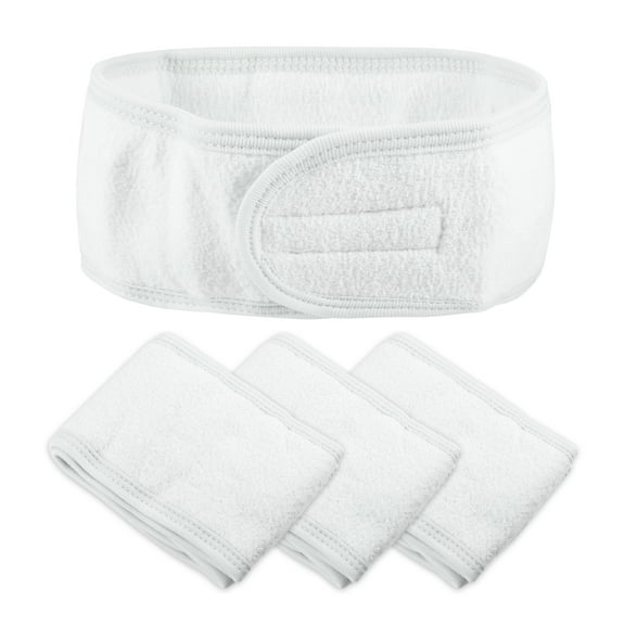 Unique Bargains 4 Pcs Spa Headband Soft Women Hair Bands for Face Washing Bath Facial Mask Yoga White