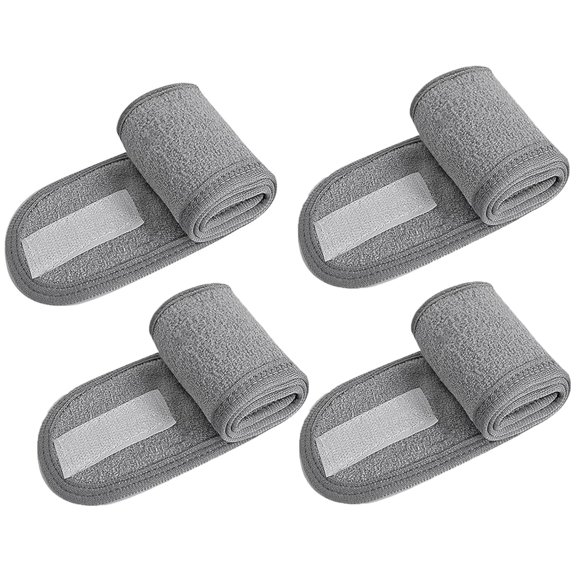 4 Pcs Spa adband for Facial Skincare Headbands Adjustable Face WashingTowel Makeup Hair Bands Head Wraps for Women Man Shower, Yoga, Sports, Bath (White)