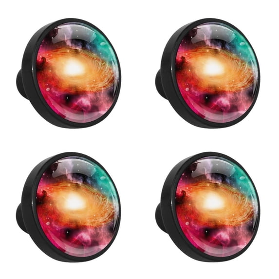 4 Pcs Space Galaxy Nebula Knobs for Kitchen Cabinet Cupboard Dresser Bookcase Drawer Pulls Handles Round Home Decor