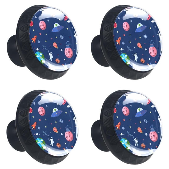 4 Pcs Space Spacecraft Knobs for Kitchen Cabinet Cupboard Dresser Bookcase Drawer Pulls Handles Round Home Decor