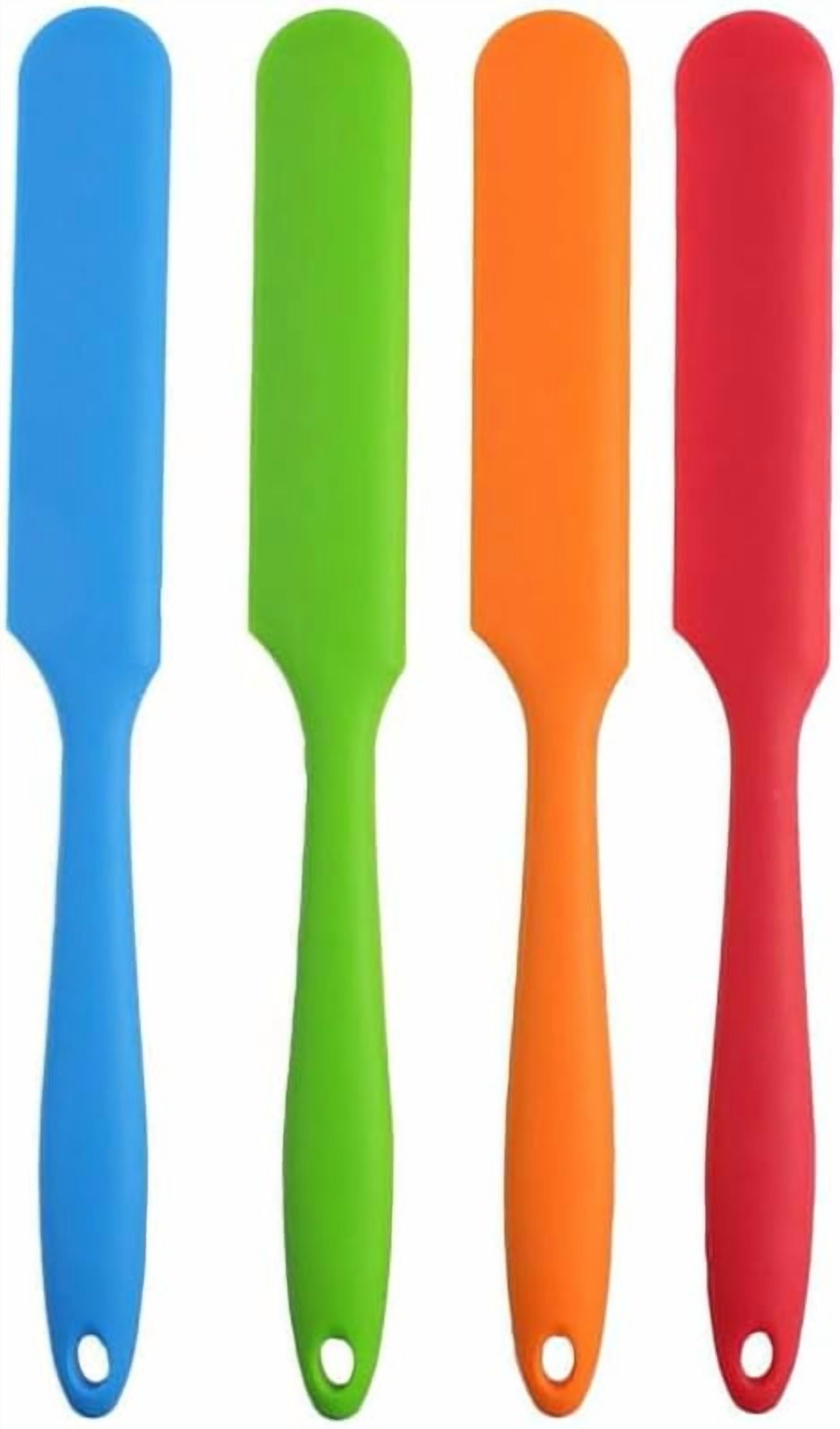 4 Pcs Spatula Silicone, 4 Colors Red Orange Blue Green Silicone Spatula ...