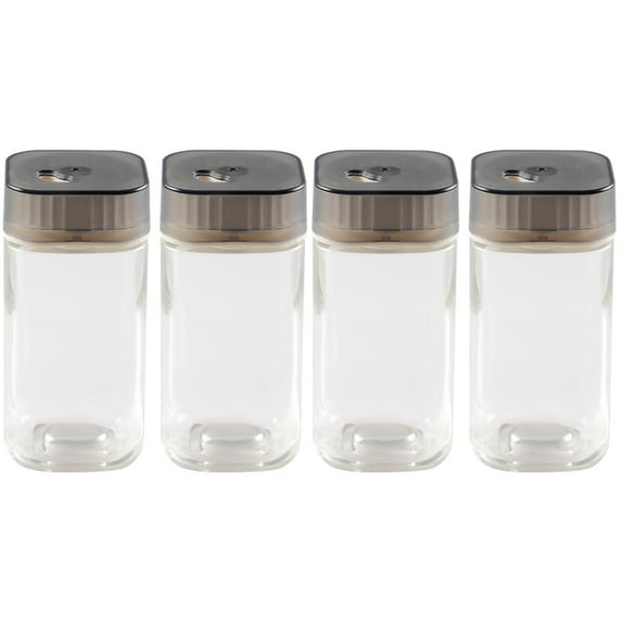 FUEENIRVA 4-Pack Spice Jars Set, Assorted Bottles with Stainless Steel Lids, Portable Dispensers for Kitchen Storage