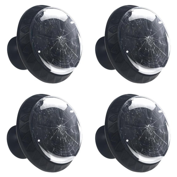 4 Pcs Spider Web Print Cabinet Knobs 30mm Round Crystal Glass Drawer Handles Pulls with Screws for Kitchen Cupboard Wardrobe Closet Dresser, Home&Office