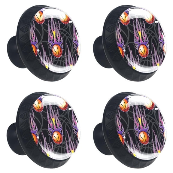 4 Pcs Sport Basketball Knobs for Kitchen Cabinet Cupboard Dresser Bookcase Drawer Pulls Handles Round Home Decor