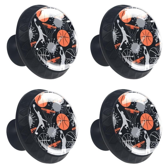 4 Pcs Sport Basketball Knobs for Kitchen Cabinet Cupboard Dresser Bookcase Drawer Pulls Handles Round Home Decor