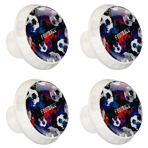 4 Pcs Sport Football Knobs for Kitchen Cabinet Cupboard Dresser Bookcase Drawer Pulls Handles Round Home Decor