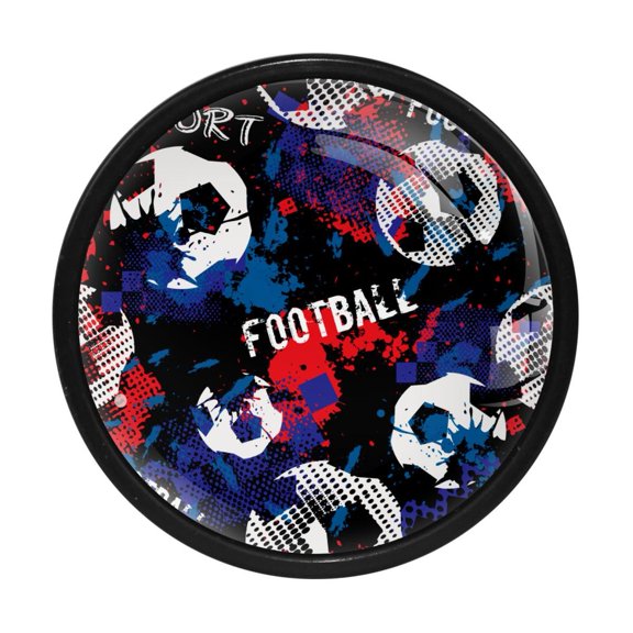 4 Pcs Sport Football Knobs for Kitchen Cabinet Cupboard Dresser Bookcase Drawer Pulls Handles Round Home Decor