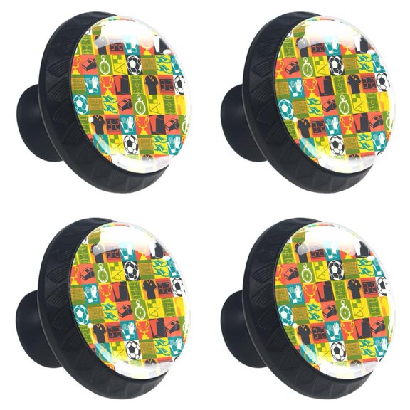 4 Pcs Sports Element Knobs for Kitchen Cabinet Cupboard Dresser Bookcase Drawer Pulls Handles Round Home Decor