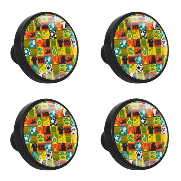 4 Pcs Sports Element Knobs for Kitchen Cabinet Cupboard Dresser Bookcase Drawer Pulls Handles Round Home Decor
