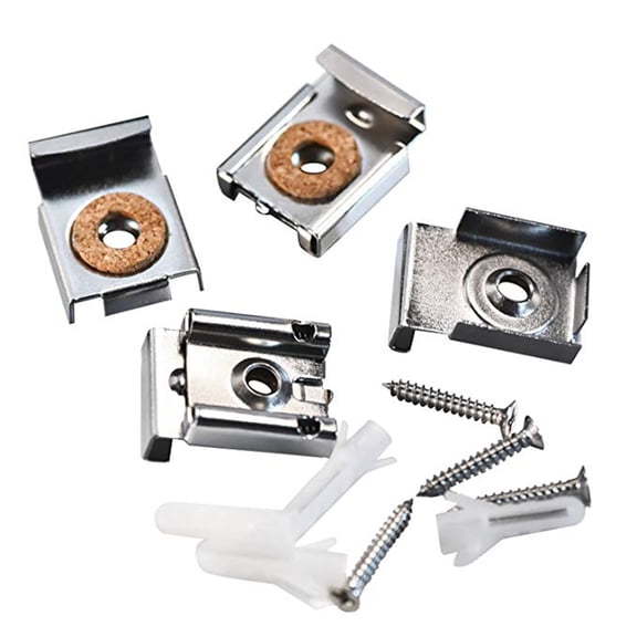 4-Piece Mirror Hanger Clips Set with Screws and Wall Plugs for Mirror Mounting