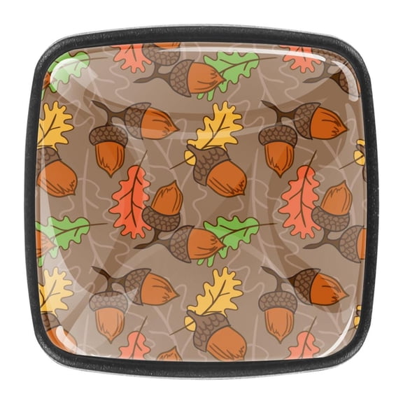 4 Pcs Square Cabinet Handle Cupboard Knob Drawer Pulls Handle Acorn Leaf Oak Drawer Knobs with Screws Furniture Decoration