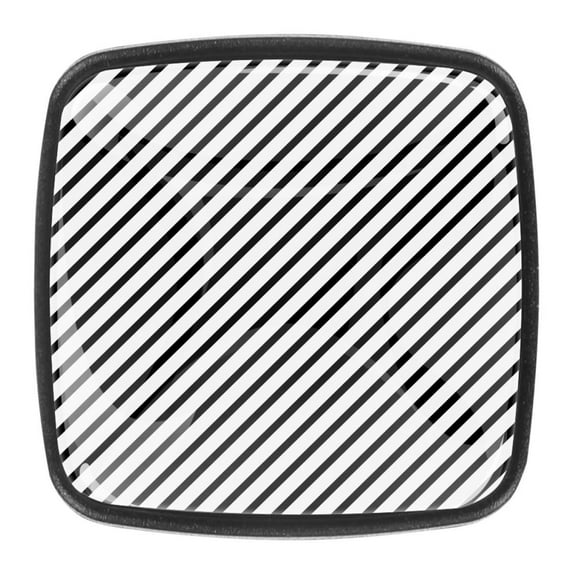 4 Pcs Square Cabinet Handle Cupboard Knob Drawer Pulls Handle Black and White Stripe Twill Drawer Knobs with Screws Furniture Decoration