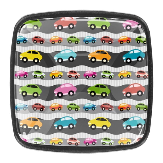 4 Pcs Square Cabinet Handle Cupboard Knob Drawer Pulls Handle Colorful Car Drawer Knobs with Screws Furniture Decoration