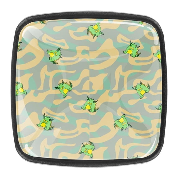 4 Pcs Square Cabinet Handle Cupboard Knob Drawer Pulls Handle Dinosaur Drawer Knobs with Screws Furniture Decoration