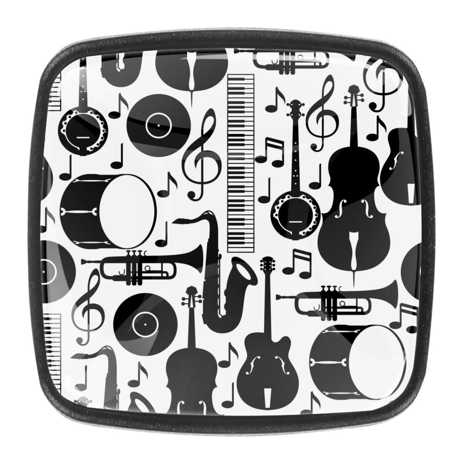 4 Pcs Square Cabinet Handle Cupboard Knob Drawer Pulls Handle Guitar Instrument Drawer Knobs with Screws Furniture Decoration