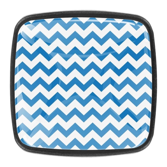 4 Pcs Square Cabinet Handle Cupboard Knob Drawer Pulls Handle Navy Chevron Drawer Knobs with Screws Furniture Decoration