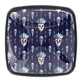 thumbnail image 1 of 4 Pcs Square Cabinet Handle Cupboard Knob Drawer Pulls Handle Skull Drawer Knobs with Screws Furniture Decoration, 1 of 5