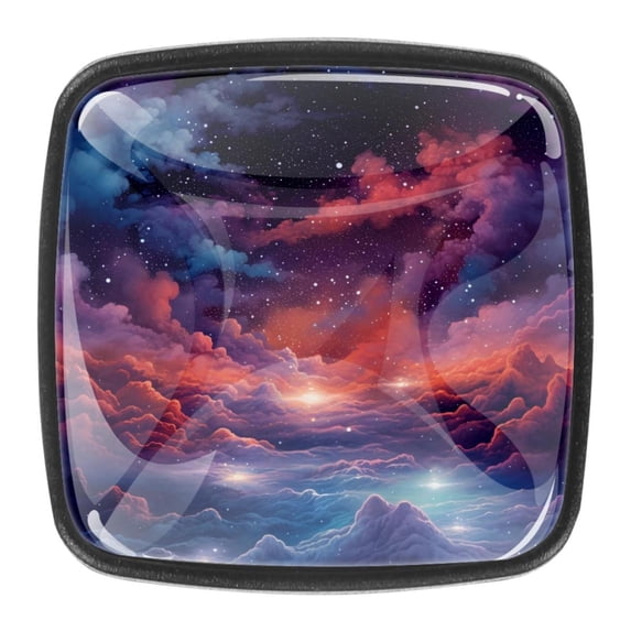 4 Pcs Square Cabinet Handle Drawer Pulls Galaxy Knobs with Screws Furniture Office Cabinet Knob Decoration