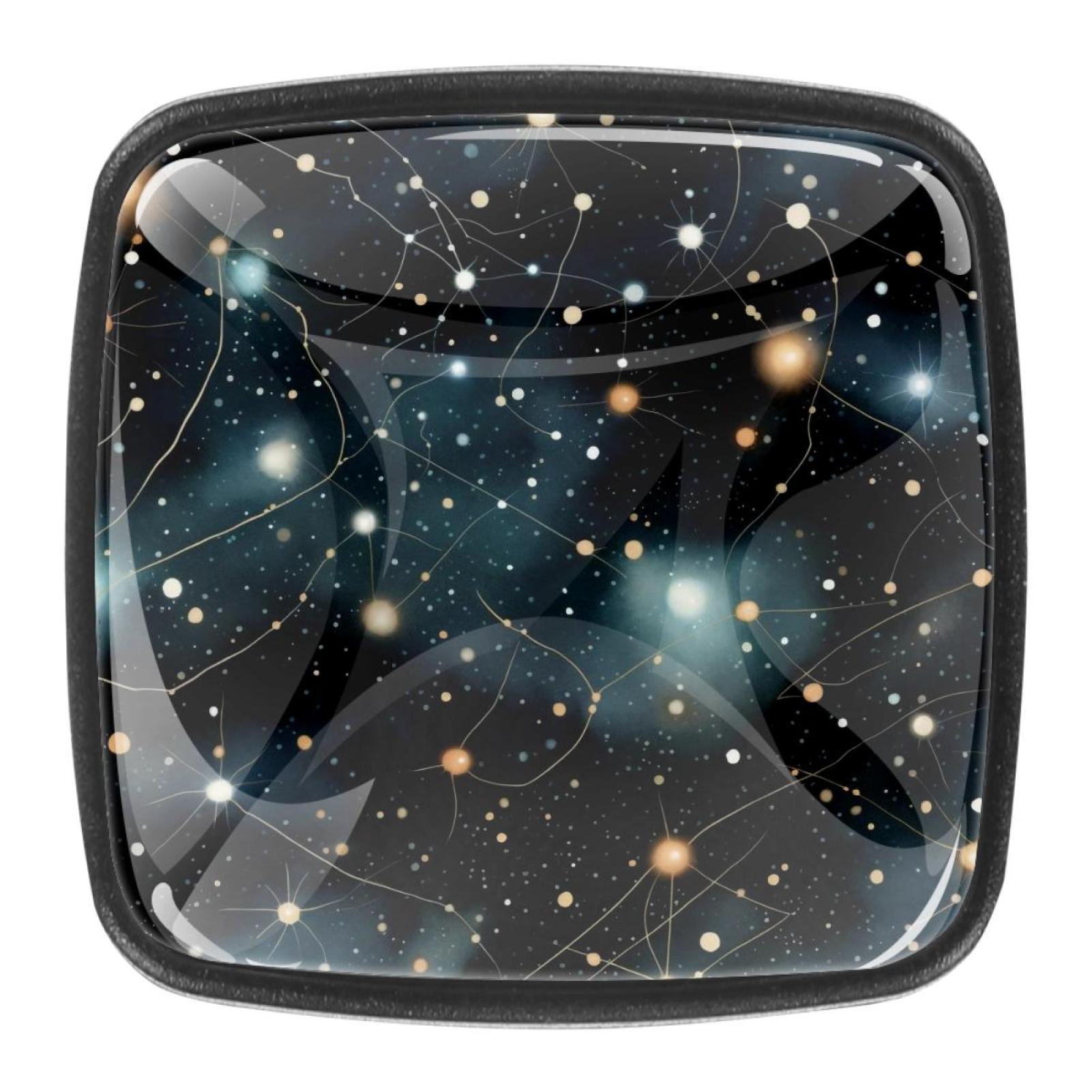 4 Pcs Square Handle Drawer Pulls Galaxy Knobs with