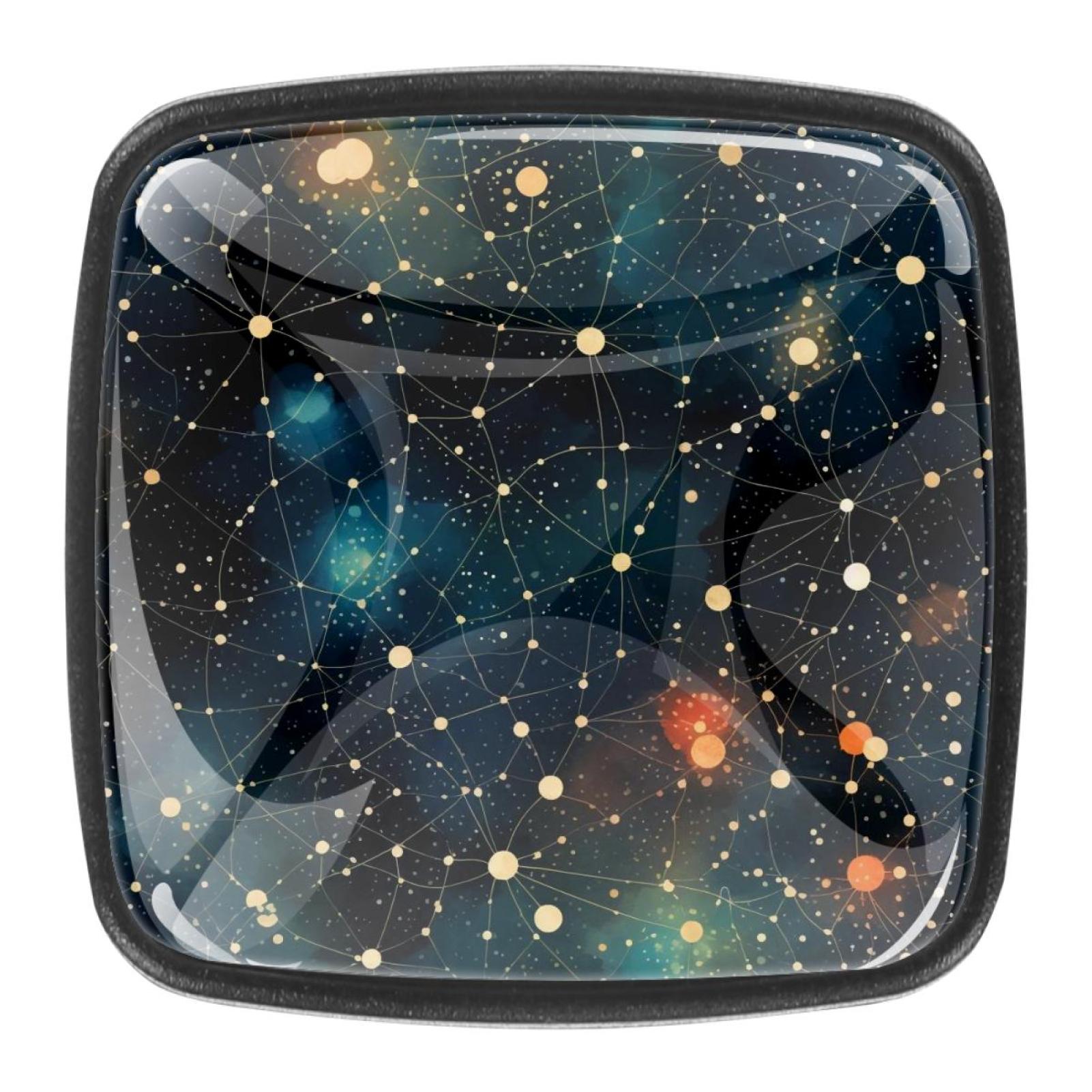 4 Pcs Square Handle Drawer Pulls Galaxy Knobs with