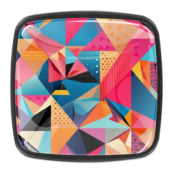 4 Pcs Square Cabinet Handle Drawer Pulls Geometry Knobs with Screws Furniture Office Cabinet Knob Decoration