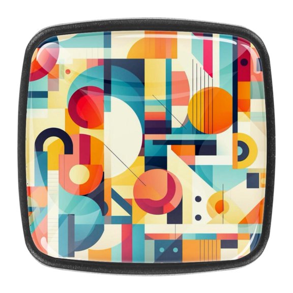 4 Pcs Square Cabinet Handle Drawer Pulls Geometry Knobs with Screws Furniture Office Cabinet Knob Decoration