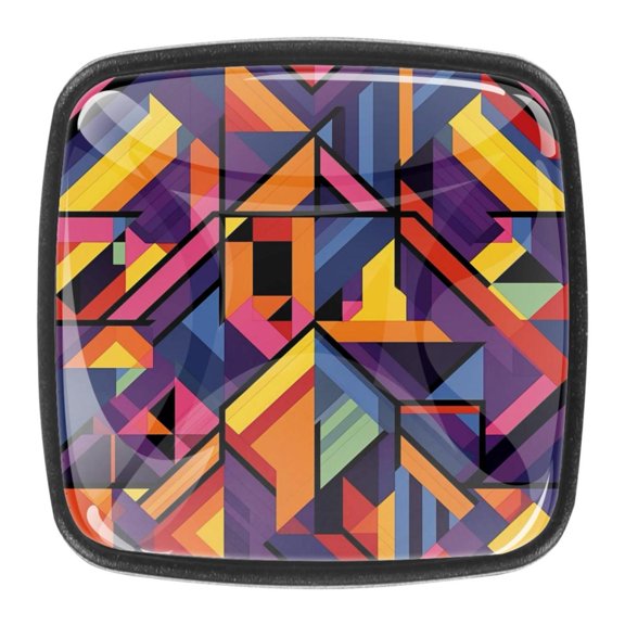 4 Pcs Square Cabinet Handle Drawer Pulls Geometry Knobs with Screws Furniture Office Cabinet Knob Decoration