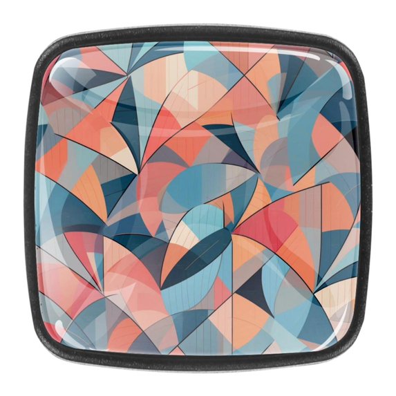 4 Pcs Square Cabinet Handle Drawer Pulls Geometry Knobs with Screws Furniture Office Cabinet Knob Decoration