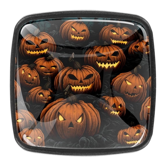 4 Pcs Square Cabinet Handle Drawer Pulls Halloween Pumpkin Knobs with Screws Furniture Office Cabinet Knob Decoration