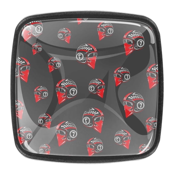 4 Pcs Square Cabinet Handle Drawer Pulls Motorcycle Helmet Knobs with Screws Furniture Office Cabinet Knob Decoration