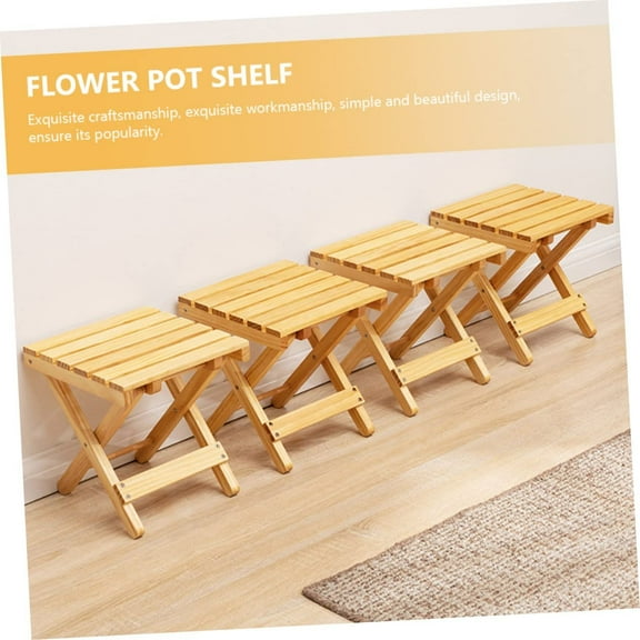 4 Pcs Square Folding Side Table Portable Outdoor Serving Desk for Stand Beach Picnic Camping Smooth Edges Wood Construction