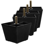 TABLZONE Set of 4 Adjustable Black Furniture Legs, Metal and Plastic Supports for Sofas, Cabinets, and Tables