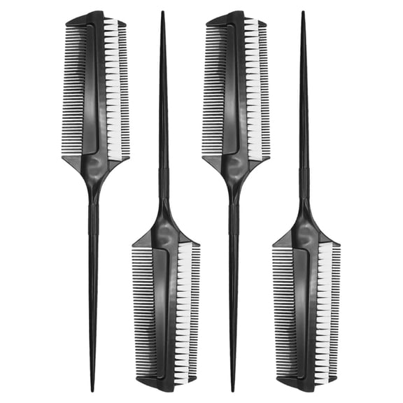 4 Pcs Square Hole Brush Short-haired Oil Comb 23.10X4.30X0.50CM Black