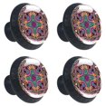 thumbnail image 1 of 4 Pcs Square Mandala Knobs for Kitchen Cabinet Cupboard Dresser Bookcase Drawer Pulls Handles Round Home Decor, 1 of 5