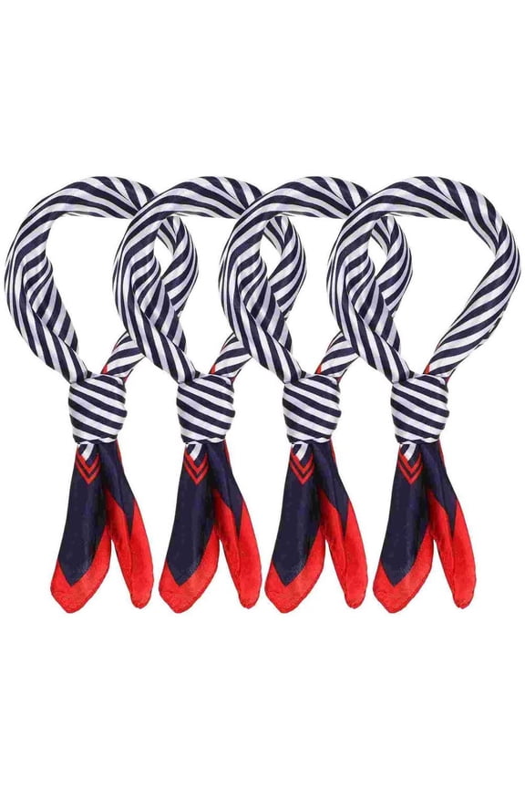 4 Pcs Square Scarves Business Attire Small Silk Scarf Neck ScarfFor Women Simple Stripe Neckerchief Fashionable Formal Casual