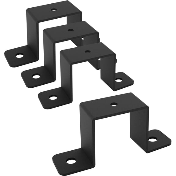 4 Pcs Square Tube Strap Clamp, Strap Post Ties, Black Deck Fence Post Tie Bracket, Square Tube Buckle, U-Shaped Pipe Clamp Bracket