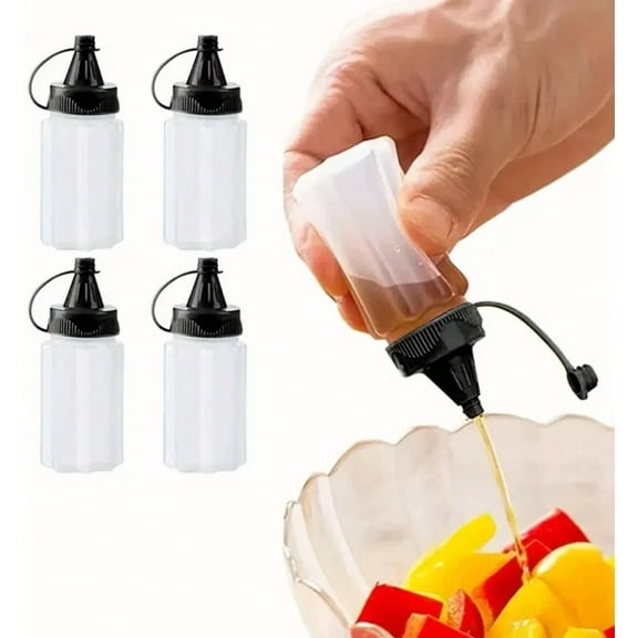 4 Pcs Squeeze Bottles - Leak-Proof Dispenser For Sauces, Bbq & Seasoning - New