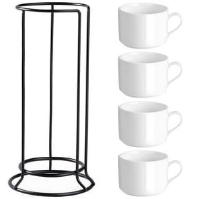 Stackable Coffee Mugs with Rack for Home
