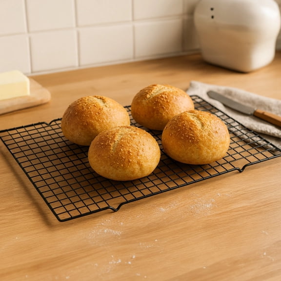 4 Pcs Stackable Cooling Racks for Baking, 16x10 Inch Oven Safe Carbon Steel Wire Rack Set, Non-Stick Cookie & Roasting Rack, Dishwasher Safe