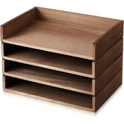 Bindertek Mahogany Stacking Wood Letter Tray - Desk Organizer For Paperwork, Fits With Other Bindertek Organizers