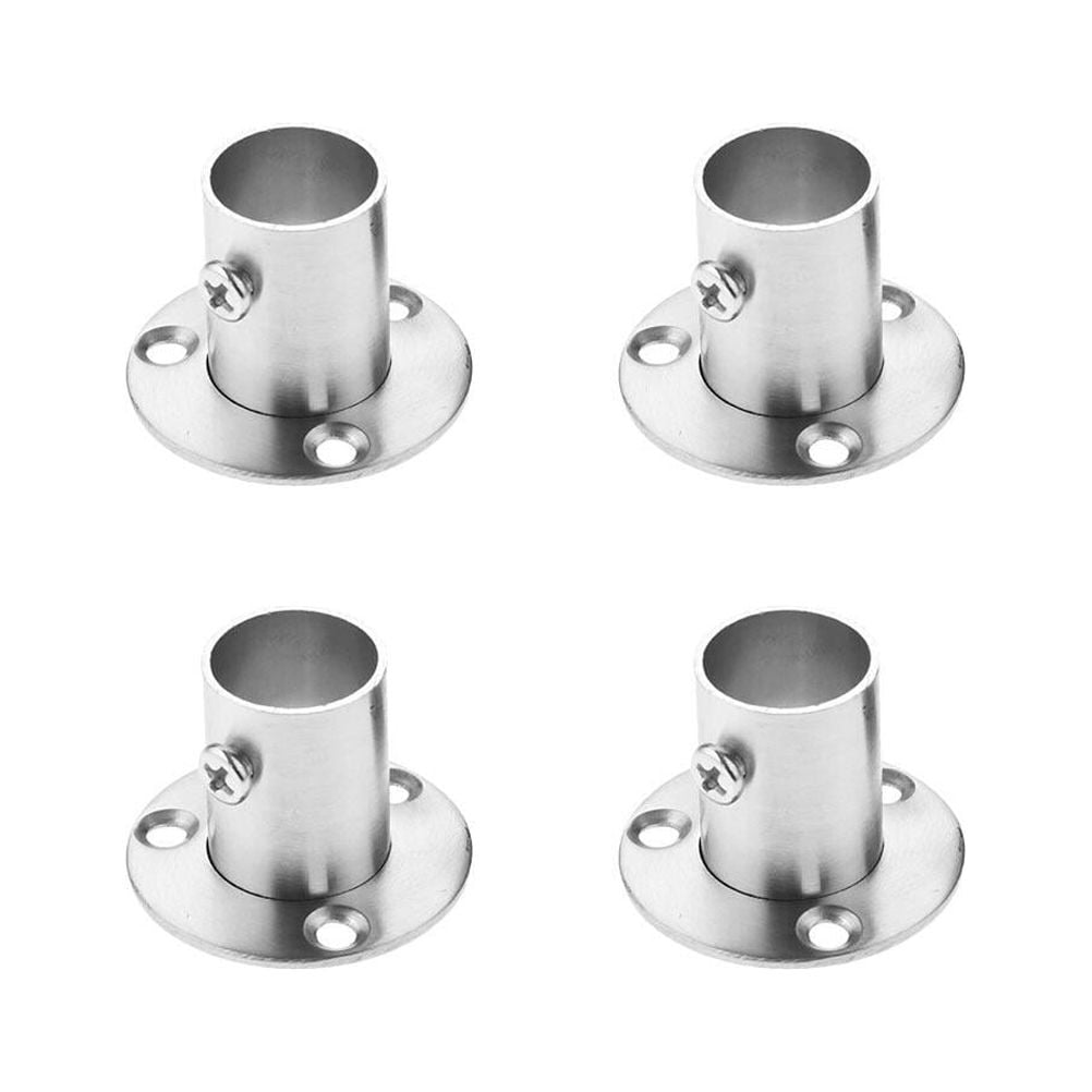 4 Pcs Stainless Closet Rod Flange Holder Shower Curtain Socket Bracket