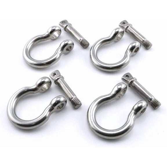 4 Pcs Stainless Steel Anchor Shackle 1/4", Heavy Duty Bow Shackle Lifting Sailing Bracelet Anchor Chain, Screw Pin Hardware Rigging for Chains Wirerope Lifting Paracord Outdoor Camping Survival Rop