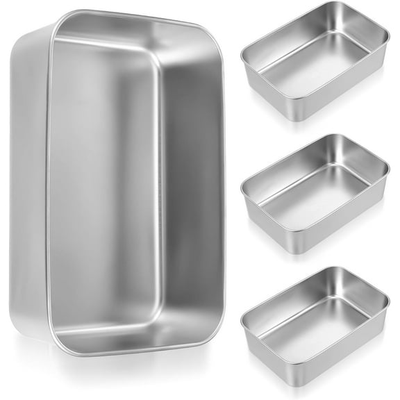 4 Pcs Stainless Steel Bread Pan for Baking, 8.7"x6" Stainless Steel Loaf Pans set, for Oven Homemade Banana Sandwich Sourdough Meat Bread Baking, Deep Loaf Pan Box Tin Healthy Sturdy Easy Release