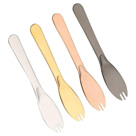 4-Piece Stainless Steel and Cheese Knives Set with Fruit Handle, Appetizer Forks, Condiment Spreaders, and Spatulas